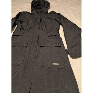 Merrell women's size small opti-shell gray black thigh length rain jacket